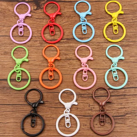 Alloy Colorful Lobster Claw Clasp Ring Set Electroplated Keychain Parts For Crafting DIY Handmade Jewelry Making Findings Accessories