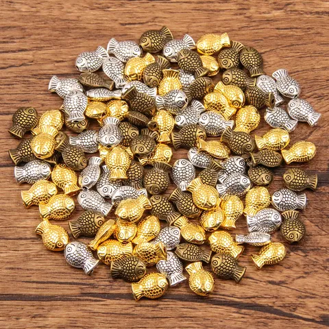 Alloy Double Sided Fish Beads Animal Charm Small Hole Beading Necklace Bracelet Connector For Jewelry Making Accessories
