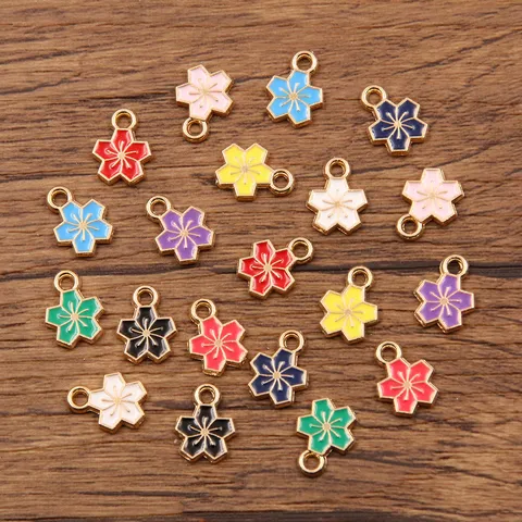 Legierung Blume Charm Emaille KC Gold Floral Anhänger DIY Schmuckherstellung Zubehör Mehrfarbig