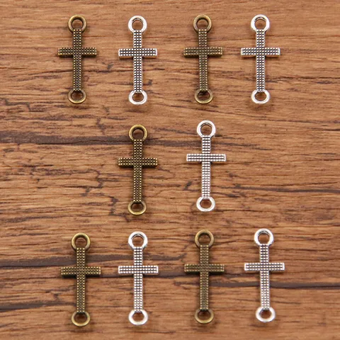 Antike Bronze Silber Legierung Kreuz Charm Geometrischer Verbinder Für DIY Schmuckherstellung Metall Anhänger Zubehör Handgefertigt
