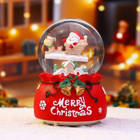 Weihnachten Weihnachtsmann Schneekugel Kristallkugel Spieluhr Leuchtende Led Desktop Ornament Weihnachtsdeko Geschenk
