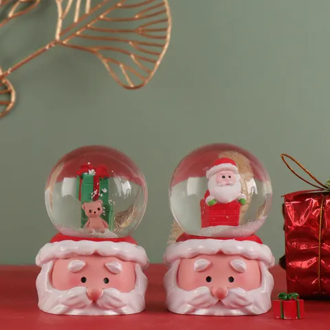 Weihnachtszug Kristallkugel Leuchtende Schneekugel Weihnachtsmann Schneemann Kunstharz Glas Tischschmuck Festliches Geschenk Dekor