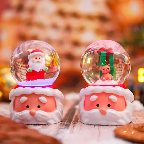 Weihnachtszug Kristallkugel Leuchtende Schneekugel Weihnachtsmann Schneemann Kunstharz Glas Tischschmuck Festliches Geschenk Dekor