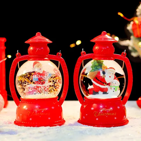 Weihnachten Leuchtendes Nachtlicht Kreative LED Wasserlaterne Kristallkugel Tischornament Cartoon Weihnachtsmann Schneemann Festliche Deko Geschenk