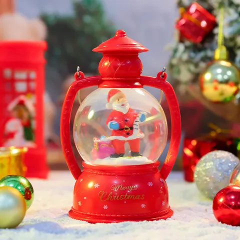 Christmas LED Night Light Crystal Lantern Ornament Resin Santa Claus Snowman Water Globe Tabletop Decoration For Bedroom Home