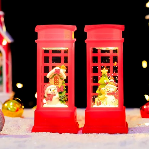 Weihnachten Leuchtende Kristallkugel Lampe Telefonzelle Zug Kutsche LED Nachtlicht Weihnachtsmann Schneemann Ornament Feiertagsgeschenk Heimdeko