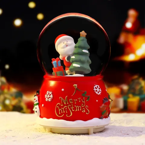 Kreative Weihnachtsmann Weihnachten Schneekugel Mit Musik Licht Leuchtend Schneiende Kristallkugel Für Weihnachtsfest Desktop Dekor Geschenk
