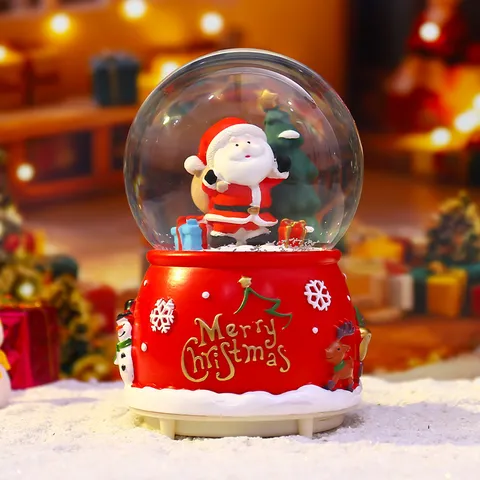 Kreative Weihnachtsmann Weihnachten Schneekugel Mit Musik Licht Leuchtend Schneiende Kristallkugel Für Weihnachtsfest Desktop Dekor Geschenk