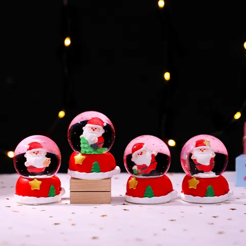Leuchtende Weihnachts-Kristallkugel Spieluhr Weihnachtsmann Rentier Schneemann Harz Glas Ornament Festliche Desktop Dekoration Weihnachtsgeschenk