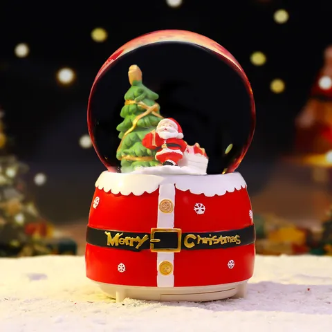 Weihnachten Schneekugel Spieluhr Leuchtende Kristallkugel Weihnachtsmann Schneemann Harz Glas Tischdeko Festliches Geschenk