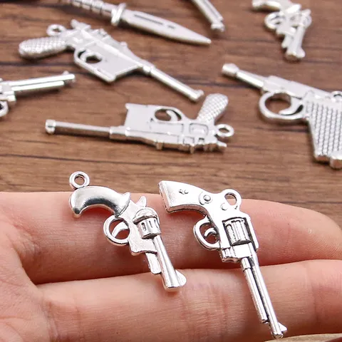 Retro Alloy Weapon Charms For Jewelry Making DIY Antique Silver Gun Dagger Grenade Pendants For Bracelet Necklace Craft Supplies
