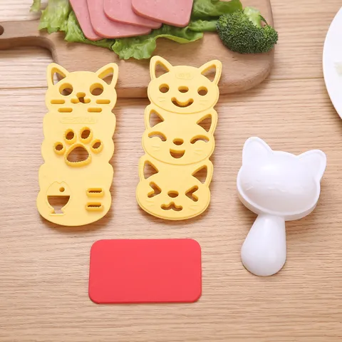DIY Gatto di Cartone Animato Stampo per Polpette di Riso Set Plastica Carino Forma Animale Sushi Maker Bento Cottura Utensili da Cucina Per Bambini