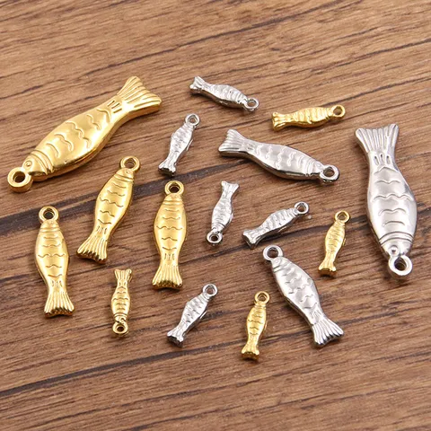 Colgante Pez Vida Marina Acero Inoxidable 304 Dije Pequeño Pez Doble Cara para Fabricación Joyería DIY Accesorio Galvanizado