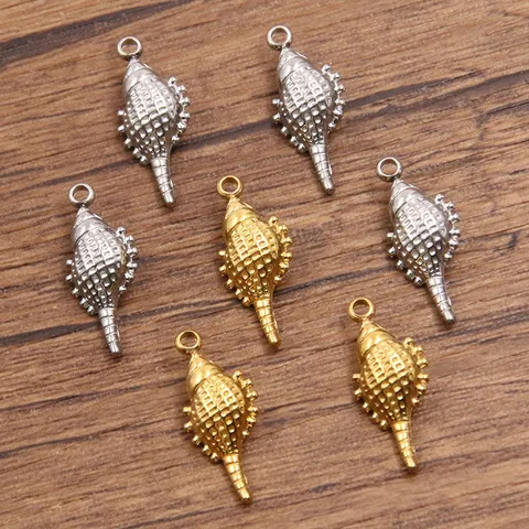 Pendentifs en Acier Inoxydable Coquillage Conque pour la Fabrication de Bijoux Breloques Organisme Marin pour Collier Bracelet