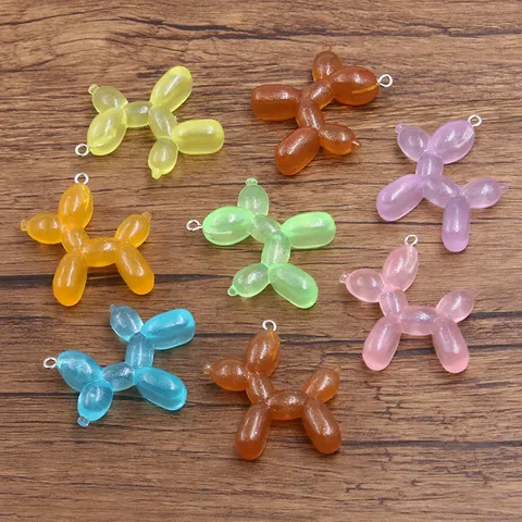 DIY Resin Balloon Dog Charms Animal Pendants For Jewelry Making Craft Accessories Electroplated Colorful Decoration