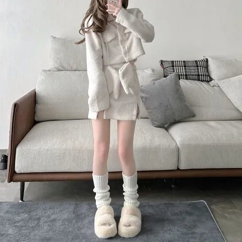 Women Japanese JK Style Knitted Slouch Socks Solid Color Long Leg Warmers Autumn Winter Fashion Casual Leg Covers