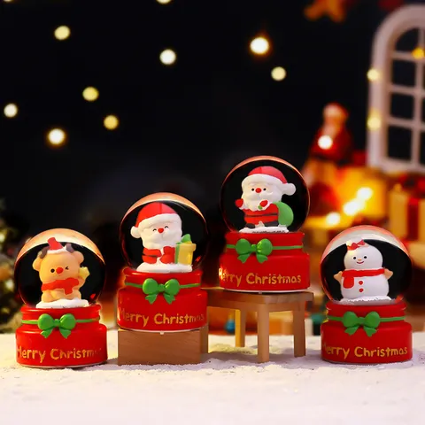 Christmas Snow Globe Santa Claus Snowman Luminous Resin Glass Desktop Ornament Festive Holiday Gift Decoration