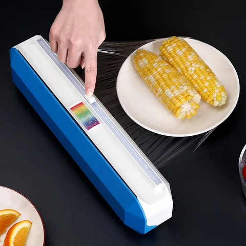 Dispensatore Domestico di Pellicola Trasparente Taglierina per Pellicola da Cucina Con Taglierina Scorrevole e Aspirazione Magnetica ABS per Alimenti