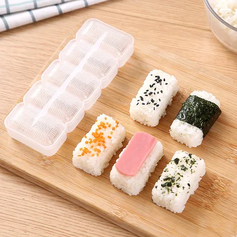 Stampo Commerciale per Polpette di Riso per Sushi a 5 Scomparti Plastica Trasparente DIY Onigiri Maker Strumento da Cucina