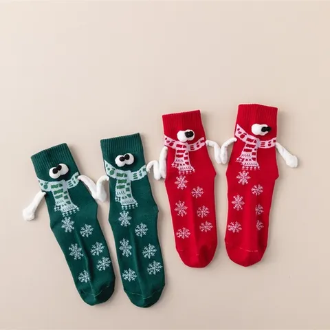 Unisex Magnetic Holding Hands Crew Socks Funny Cute Couple Novelty Christmas Party Gifts