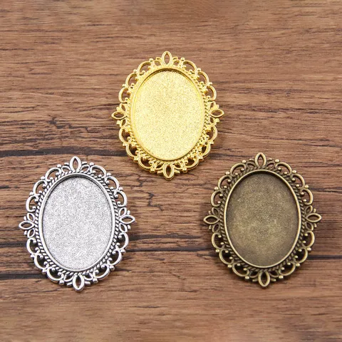Vintage Oval Alloy Brooch Base Settings With Filigree Lace Edge For DIY Jewelry Making Antique Pin Trays Jewelry Findings Accessory