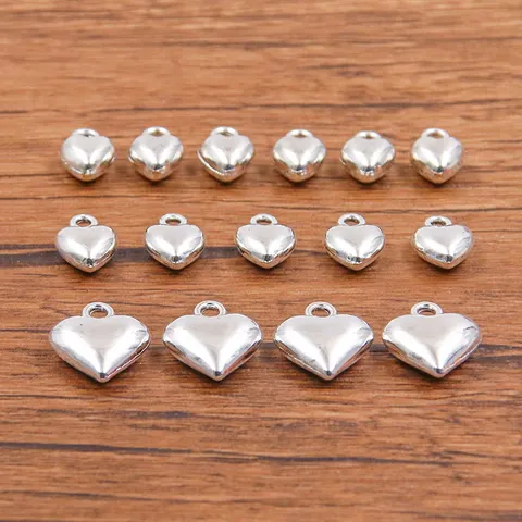 Legering Dubbelzijdige Solide Hart Hangers DIY Sieraden Bedeltjes Voor Ketting Armband Maken Zilveren Kleur Hart Accessoires