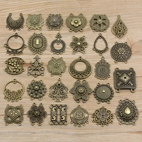 Antikbronze Legierung Hohl Mehrloch Blumen Connectors DIY Schmuckzubehör Retro Anhänger Charms Für Handarbeit Basteln Zubehör