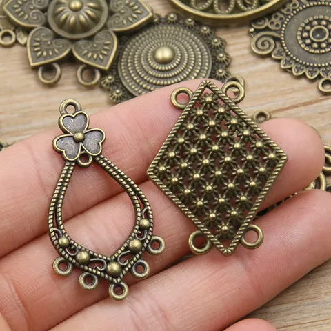 Antikbronze Legierung Hohl Mehrloch Blumen Connectors DIY Schmuckzubehör Retro Anhänger Charms Für Handarbeit Basteln Zubehör