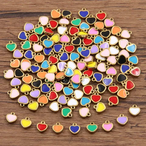 Ciondolo a Cuore in Acciaio Inossidabile Accessori per Gioielli DIY Smalto Dorato Mini Ciondoli a Cuore per Collane Bracciali