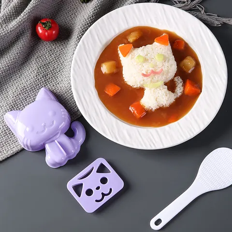 Simpatico Stampo per Polpette di Riso con Animali dei Cartoni Animati Gatto Cane Curry Strumento DIY