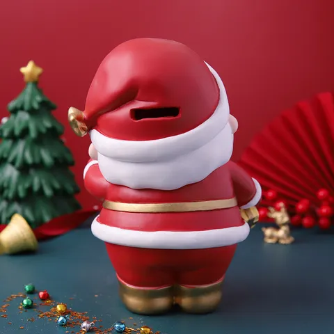 Cartoon Santa Claus Piggy Bank Resin Desktop Ornament Christmas Gift For Kids Creative Holiday Storage Jar Home Office Table Decor