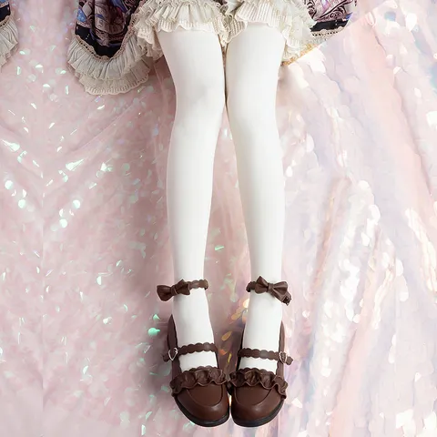 Lolita Süß Samt Strumpfhose Süß Weiß Schwarz Einfarbig Strumpfhosen Frauen Soft Girl Tägliche Freizeit Mode Strümpfe