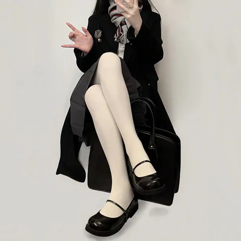 Lolita Süß Samt Strumpfhose Süß Weiß Schwarz Einfarbig Strumpfhosen Frauen Soft Girl Tägliche Freizeit Mode Strümpfe
