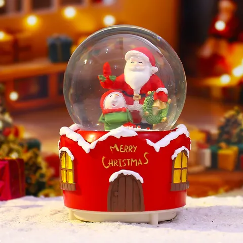 Weihnachten Leuchtende Kristallkugel Spieluhr Weihnachtsmann Schneemann Leuchtende Laterne Schlafzimmer Atmosphäre Lampe Festliches Geschenk Tischdeko