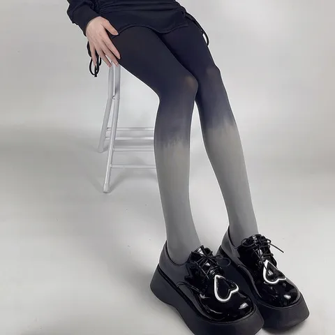 Gradient Velvet Pantyhose Women Thin Anti-Snag Tights Japanese JK Style Seamless Leggings Black Gray White