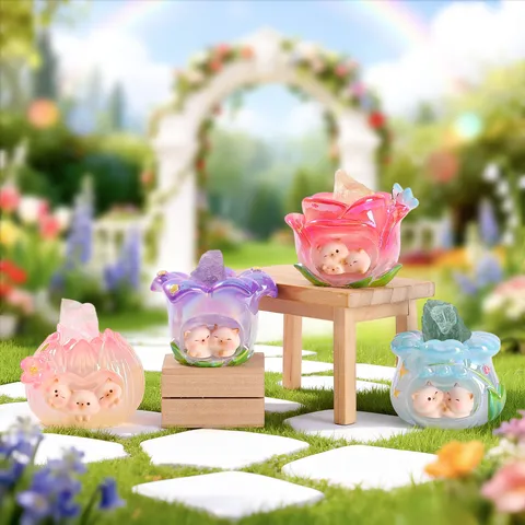 Figura de Acción de Caja Sorpresa de Cristal de Energía Blooming Dream Bonito Mascota Resina Adorno Decoración de Escritorio Juguete Regalo
