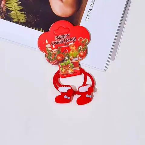 Kids Christmas Hair Ties Hair Clips Cute Santa Claus Tree Socks Hair Accessories Girls Holiday Hair Styling