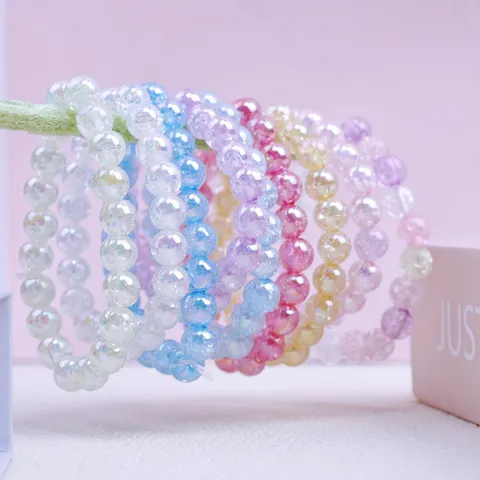 Kids Beaded Bracelet Sweet Cute Princess Style Plastic Resin Beads Bracelet Children Fashion Jewelry Gift For Girls