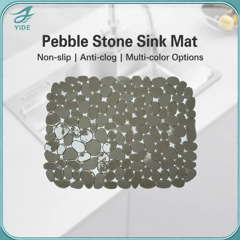 Pebble PVC Sink Mat Kitchen Dish Drying Mat Non Slip Hollow Drainage Basin Protector Counter Mat Pad Tray