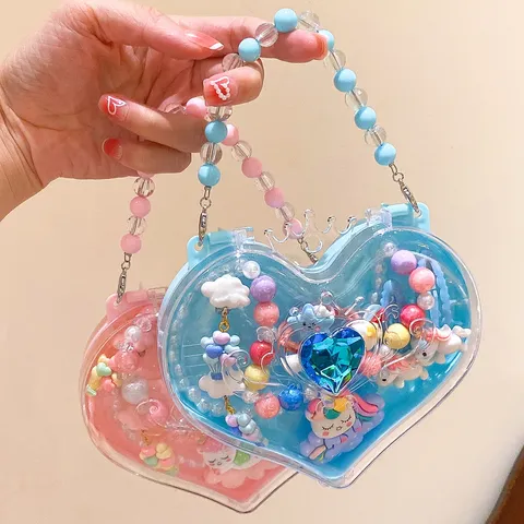 Children Jewelry Set Cute Unicorn Mermaid Necklace Bracelet Ring Hair Clip Cartoon Princess Gift Toy For Little Girls