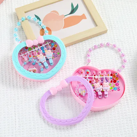 Kids Hair Accessories Set Cute Cartoon Animal Mermaid Hair Clips Bracelets Rings Jewelry Gift Box For Girls