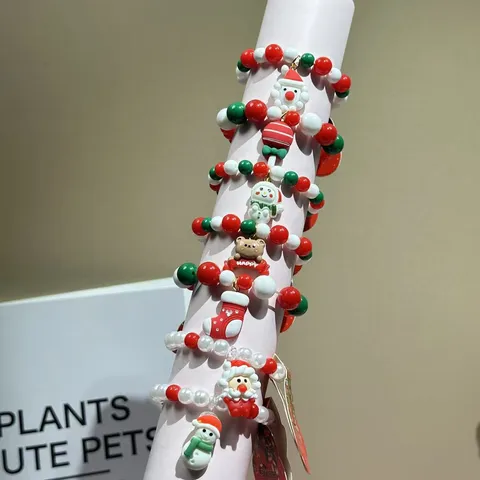 Kids Christmas Bracelet Set Cartoon Santa Claus Elk Snowman Beaded Bracelets Holiday Party Gift Jewelry Accessories For Girls