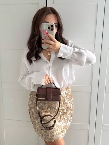 Women's Summer Fashion Sequins Mini Skirt Sexy Bodycon Clubwear High Waist Casual Solid Color Short Party Skirt