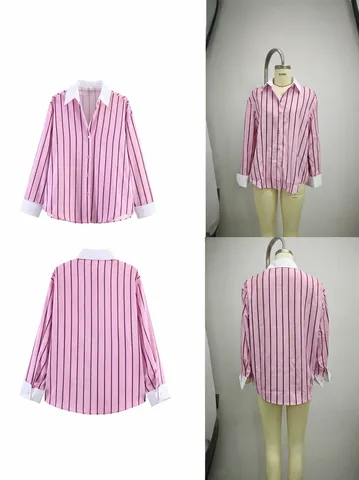 Gynaikeia Casual Makry Maniki Gyristo Yakas Rigoto Poukamiso Charmati Monopeto Blousa Moda Streetwear Top
