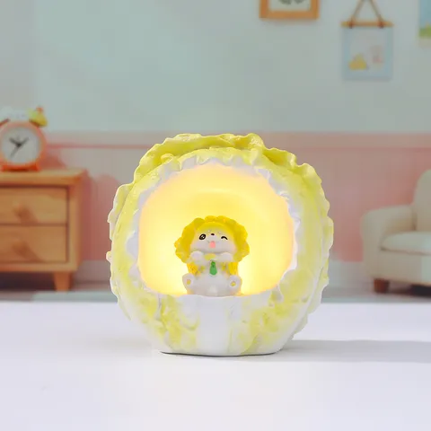 Cute Resin Dog Star Lamp Night Light Miniature Ornament Creative Cabbage Dog Desktop Sculpture Cozy Home Decor Birthday Gift For Friend