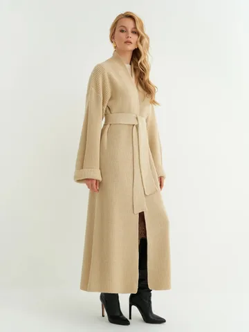 Lang Open Gebreid Vest Cardigan voor Dames Herfst Winter Jas met Riem