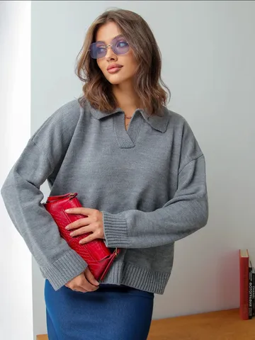 Damen Casual Herbst Winter Locker Strickpullover Stehkragen Langarm Pullover Pendler-Stil Acryl Tops