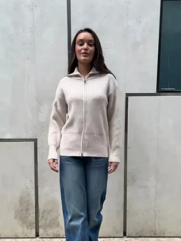 Women's Casual Long Sleeve Full Zip Turtleneck Acrylic Knit Cardigan Sweater