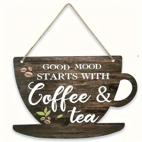 Retro Holz Kaffeetasse Hängeschild Küche Wanddekoration Café Kreative Holzig Plakette Schild Ornament Geschenk