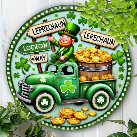 St. Patrick's Day Wooden Door Sign Irish Shamrock Gnome Hanging Plaque Spring Holiday Home Party Wall Decoration